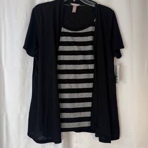 Black and Gray Striped Camisole Top